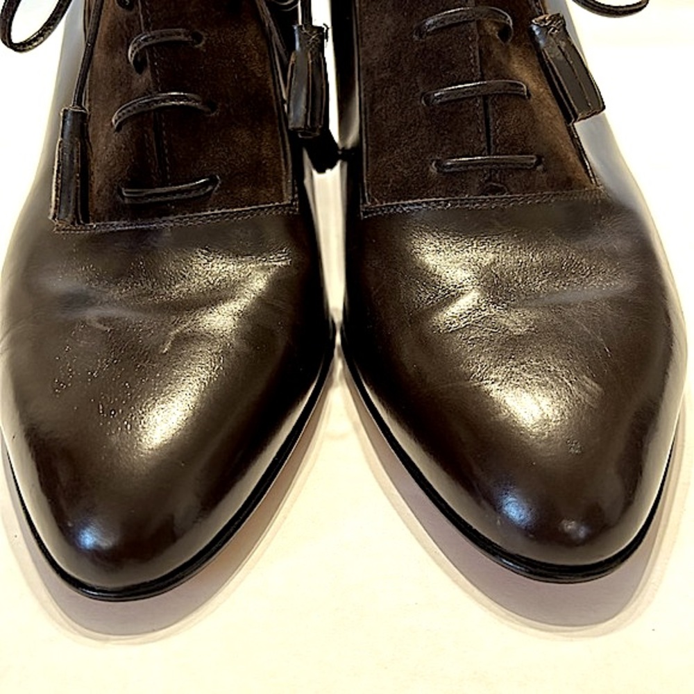🔥NOT FOR SALE🔥Salvatore Ferragamo Brown Leather Heeled Oxford Style Lace Up Pump - Picture 5 of 16